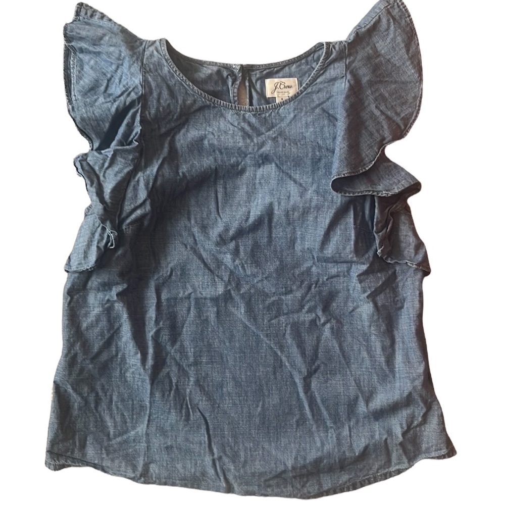 J Crew Formal Blue Ruffled Top